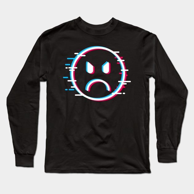 Glitch Face Angry Long Sleeve T-Shirt by machmigo